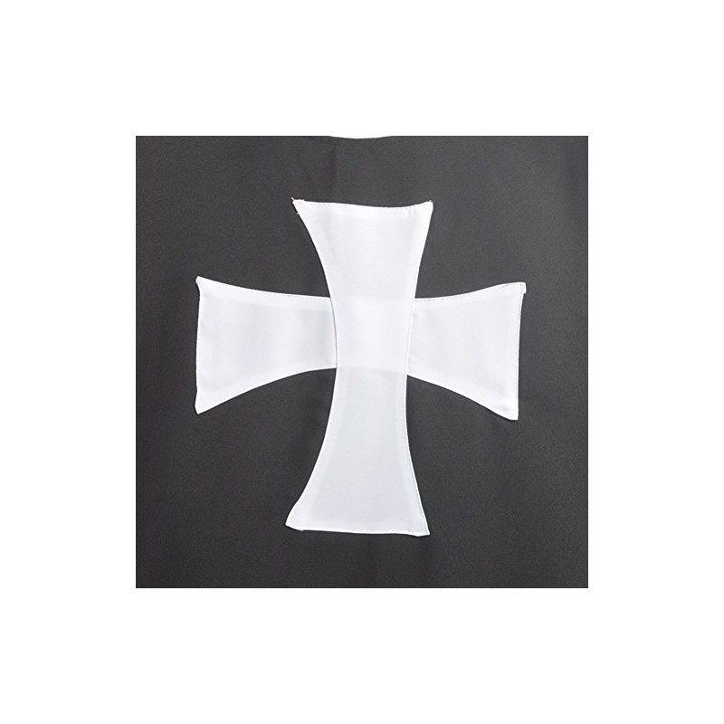 BLESSUME Medieval Knights Templar Hospitaller Hooded Cape (Black 1)