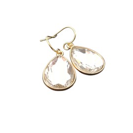 April Birthstone Earrings - 14k Gold Filled Rhinestone Crystal Teardrop Earrings
