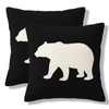 WEINAODI Black Background Bear Throw Pillow Covers Bear Pattern Pillow