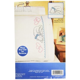 Janlynn Kitty Pillowcase Pair Stamped Cross Stitch -20"X30"
