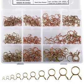 270Pcs Fuel Line Hose Clamp Assortment Kit, Spring Clips Clamps 10 Sizes 5-14mm, Tubing Clamps for Motorcycle, Scooter, ATV, Lawnmower, Small Engine, Vacuum Fuel Line