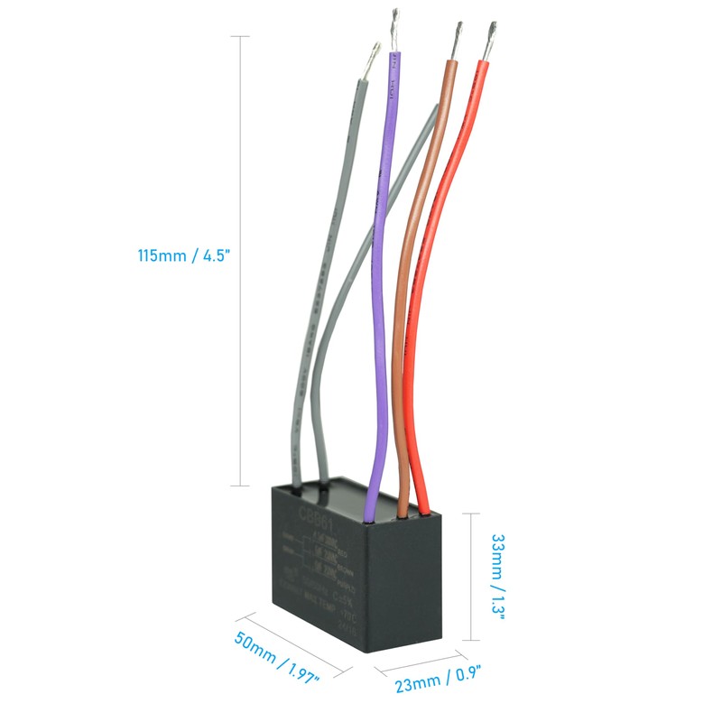 YukiHalu Ceiling Fan Capacitor CBB61 4.5uF + 6uF + 6uF