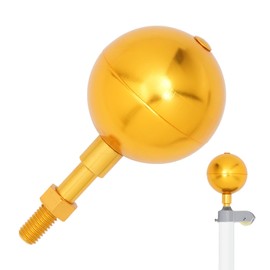 Frunke Flag Pole Topper Golden Ball for Outdoor, Flagpole Ball Topper Finial Replacement Weatherproof Flagpole Accessories Parts