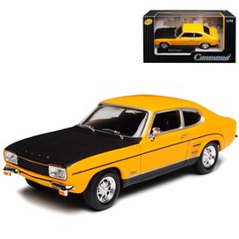 cararama Ford Capri RS I 1. Generation Coupe Gelb Orange mit Schwarz 1968-1973 1/43 Modell Auto