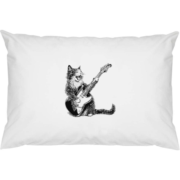 Azeeda 2 x 'Cat Playing Electric Guitar ' Cotton Pillow