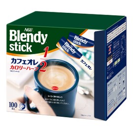 AGF Blendy Stick Cafe au Lait Calorie Half, 100 Bottles [Stick Coffee]