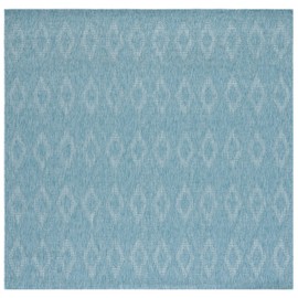 SAFAVIEH Courtyard Collection Area Rug - 4' Square, Aqua & Aqua, Non-Shedding & Easy Care, Indoor/Outdoor & Washable-Ideal for Patio, Backyard, Mudroom (CY8522-37122)