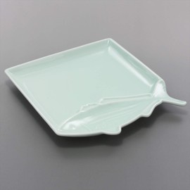 Hasamiyaki 303346C501 Fish Plate (Toto Plate), Square Plate, Aji, Celadon