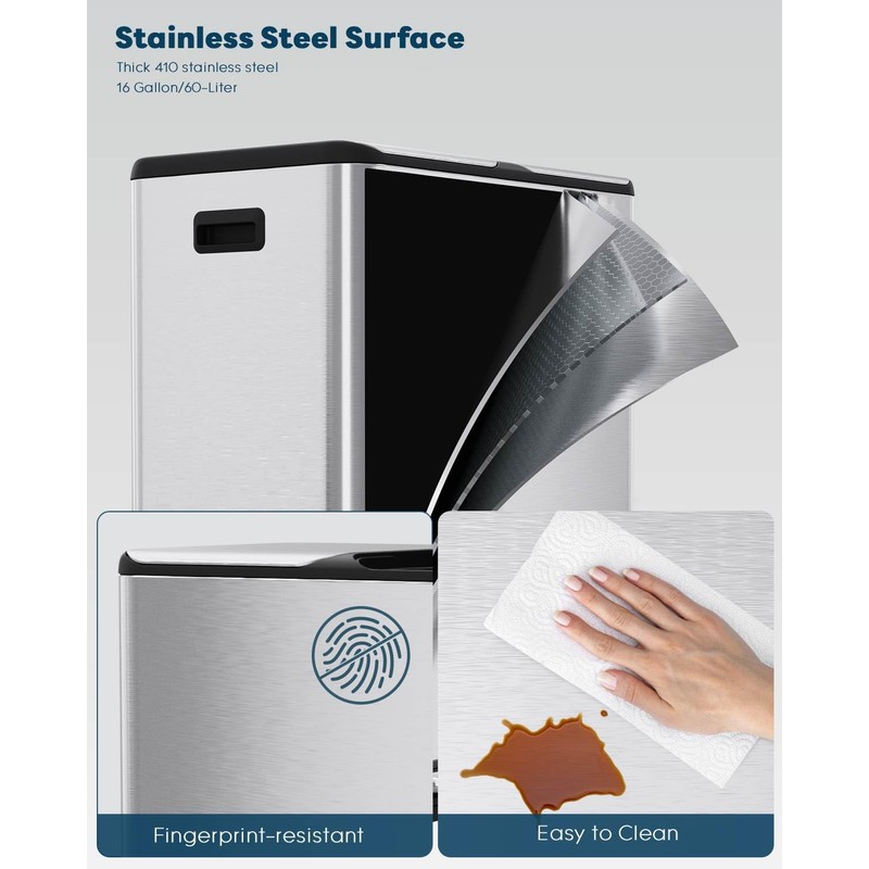 ComfyCorner 16 Gal (2 x 30 L) Dual Trash Can,