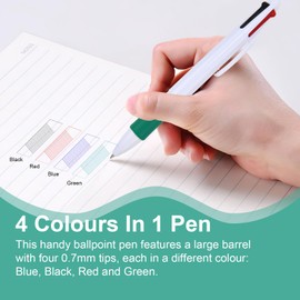 8pcs 4 Colour Pen All In One Retractable 4 in 1 Ballpoint Pens Multi Coloured Pens Set Green Blue Red Black Ink Professionals Office School Stationery Supplies Party Gift for Students Teachers Writing