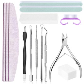 Nail File Set, Double-Sided Nail File, Nail Buffer Block, with Cuticle Nippers, Cuticle Pusher, Corner Lifter, Nail Clippers, Nail Brush, Manicure Kit for Home and Nail Studio