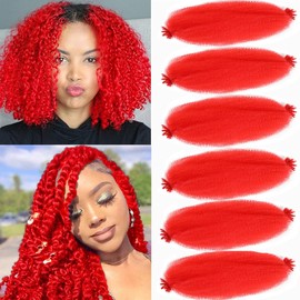 Afro Twist Hair 24Inch 6Packs Springy Afro Twist Hair Crochet Braiding Hair (16 Inch (Pack of 6), Red)