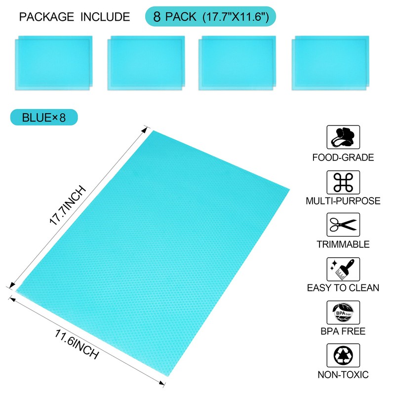 8 Pcs Refrigerator Liners Mats Washable, Refrigerator Mats Liner Waterproof