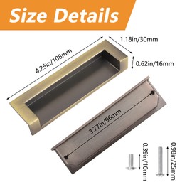 MOROBOR Tatami Hidden Door Handles, 4pcs Embedded Handle, Recessed Finger Pulls with Hidden Concealed Screws for Cabinet Wardrobe Drawer (Green Bronze-109mm)