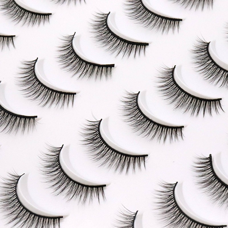 20 Pair Natural Eyelashes Fluffy Cross Fibre 3D False Eyelashes
