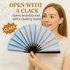 AJORR 2025 New Large Holographic Line Dance Popping Fan, Iridescent