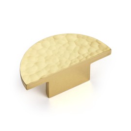 KOPPALIVE 10-Pack Solid Brass Cabinet Knobs, Semicircle Gold Drawer Knobs, Hammered Dresser Drawer Pulls Handles, Modern Furniture Hardware for Kitchen, Length 1-7/8 Inch