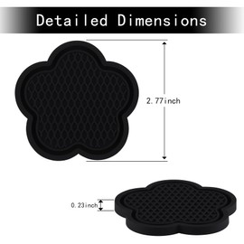 GaRhomxy Car Cup Coaster, 4pcs Universal Non-Slip Cup Holder Coaster, PVC Flower Shaped Car Cup Holder Coaster, Crystal Car Accessories Interior (Black)