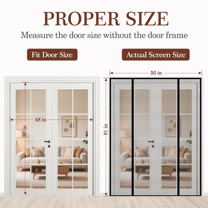 Yotache Magnetic Screen Door Fits 48x80 Inch Doors, Screen Size
