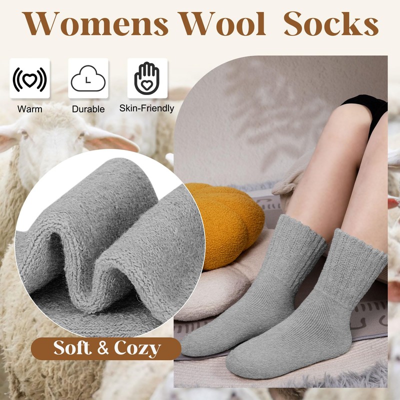 Senker Fashion Boot Socks for Women, Thick Winter Wool Crew