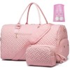 Travel Duffle Bag,Quilted Gym Bag with Shoe Compartment,Puffer Weekender Overnight