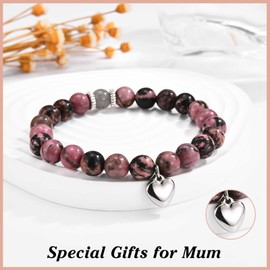 TEVOP Gifts for Mum, Heart Charm Bracelet Gifts for Mum, Best Mum Birthday Gifts Christmas Mothers Day Gifts from Daughter, Red Bead Bracelet for Mum