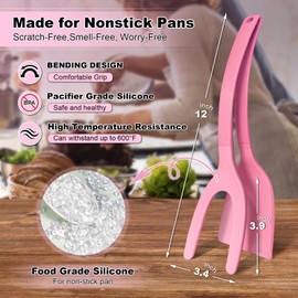 Silicone Spatulas, High Heat Resistant BPA Free Cooking Tongs, Silicone Kitchen Utensils, Spatula Tong, Egg Flipper Spatula for Non Stick Frying Pan, Ideal Cookware for Fish, Eggs, Pancakes