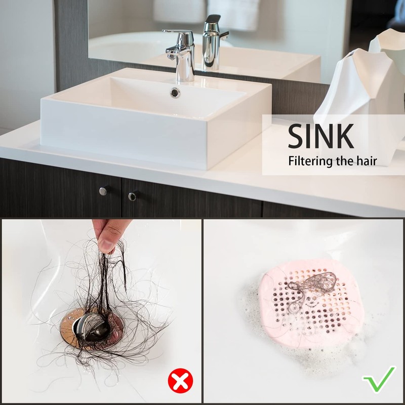 2 Pack Drain Hair Catcher Silicone Drain Cover Sink Drain