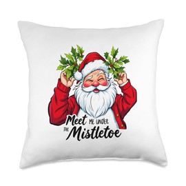 Meet Me Under The Mistletoe Christmas Throw Pillow