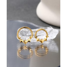 Jewseen Septum Clicker Rings Square Daith Earrings 316L Stainless Steel Cartilage Ear Piercing 16G Helix Tragus Piercing Earrings, Stainless Steel