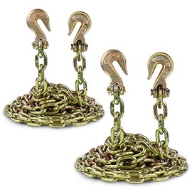 AYMMIC Transport Binder Chain,Tow Chain with 5/16'' x 20',Grade 70,with Clevis Grab Hooks,4,700 lbs Working Load Limit,Chain Tie Downs for Flatbed Trailers or Truck (2Pack)