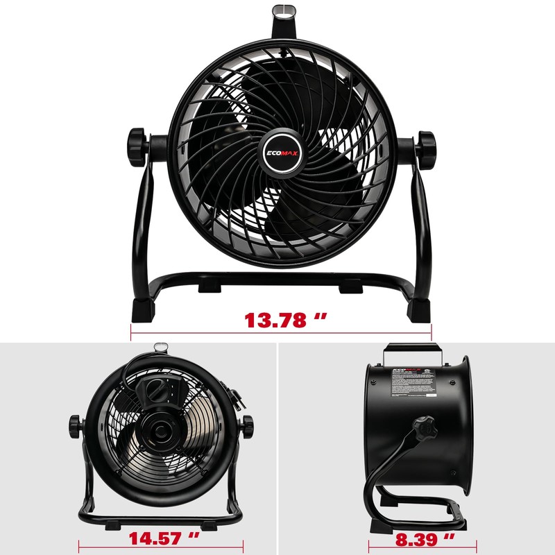 10-Inch High-Velocity Drum Air Circulator Fan, Heavy-Duty Shop Fan with