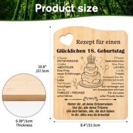 Tulolvae 18th Birthday Gift for Women Men, Bamboo Chopping Board Birthday Gifts for Wife Best Friend Mum Dad Sister Gifts for Birth for Colleagues Colleague Family