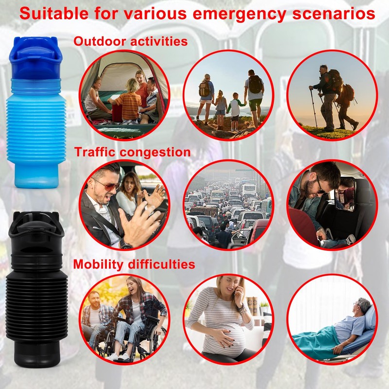 Collapsible Pee Bottle With Disposable Bags - Portable Emergency Urinal