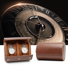 HNCY Watch Roll 2 Watches, Vintage Watch Roll Men, Watch Case for Men Watch Display, Portable Watches Storage Box, Leather Watch Box for Travel, Birthdays, Anniversaries Gift