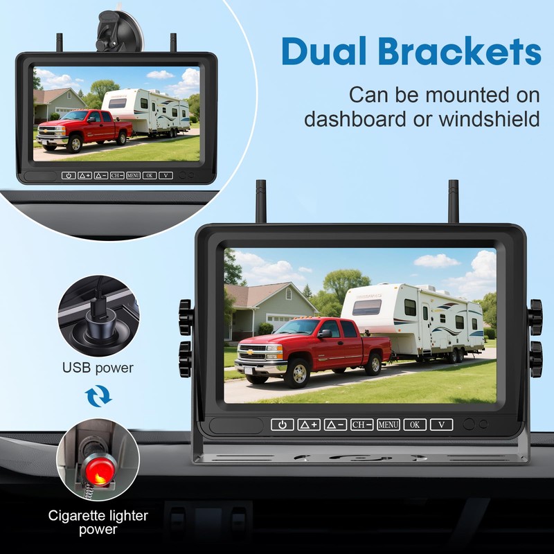 7-Inch Wireless Backup Camera for RV Trailer - HD 1080P