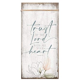 DEXSA Trust in the Lord with all your heart Proverbs 3:5 Wood Plaque - Made in the USA - 6 3/4 in x 13 5/8 in - Classy Frame Wall Hanging Decoration | Christian Family Religious Home Decor Saying