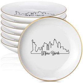 Tondiamo 6 PCS New York City Skyline Jewelry Dish NYC City Trinket Dish Bridesmaid Proposal Jewelry Organizer NYC Travel souvenirs for Earrings Necklaces Bracelet Key Wedding Gifts