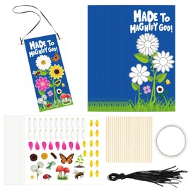 Marspark 24 Set Vbs 2025 Wall Hanging Craft Kit Include 24 Backgrounds and 24 Self Adhesive Stickers Motto Wall Hanging Craft Pack for Vbs Activities Kids Sunday School Crafts Wall Decor