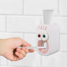 FOMIYES Automatic Toothpaste Dispenser Wall Mounted Toothpaste Holder Cute Bunny Toothpaste Squeezer for Kids Family