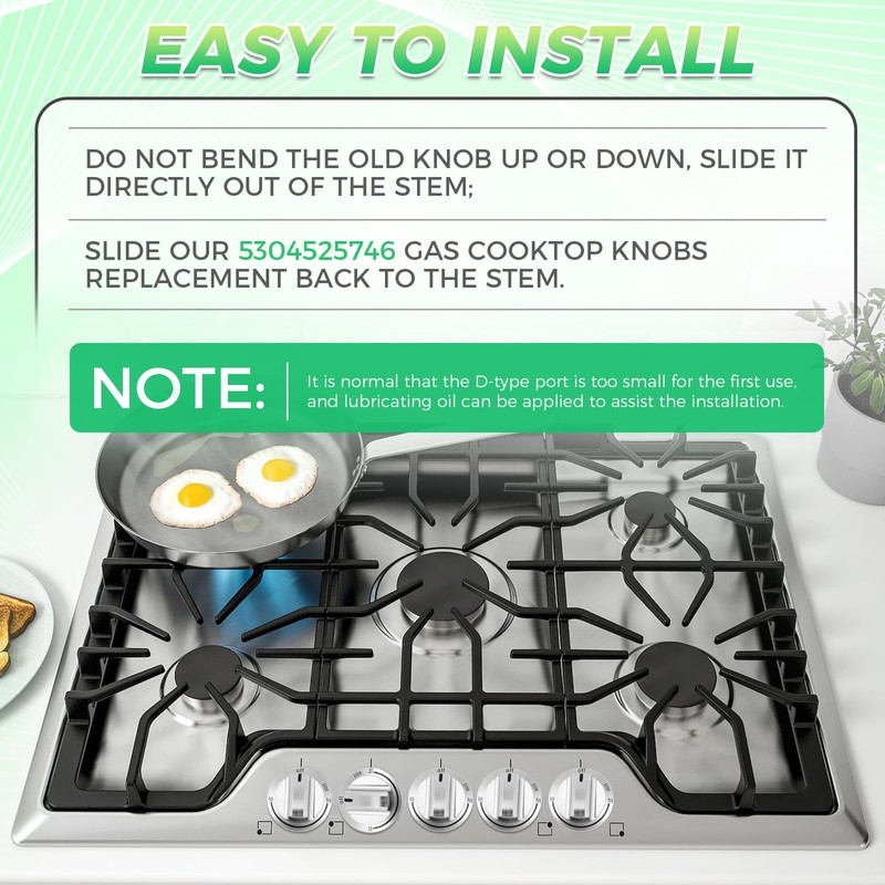 MOOTVGOO 5 Pack 5304525746 Gas Cooktop Knobs, Surface Burner Control