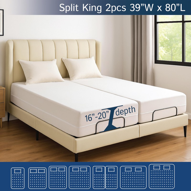 Split King Mattress Encasement 39" x 80" (2PCs Twin XL)