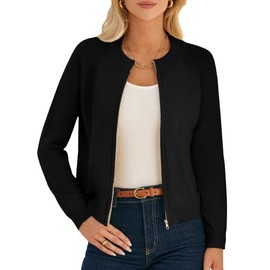 Women's Black Zip Up Cardigan Sweaters Lightweight Cardigans for Women Zip Up Sweaters Knitted Jackets Sweatershirts S