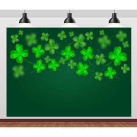 CORFOTO 9x6ft Fabric Green Happy Saint Patrick's Day Background Lucky Green Shamrock Photography Background Irish Festival Celebration Decor Backdrop Party Supplies Props