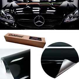 Gahlmot - Vinil Automotriz Negro Gloss Wrap Película Profesional Flexible Impermeble - Vinil Autoadherible Antiburbujas 30 X 150 Cm Alta Calidad Liberación de Aire Fácil de Instalar