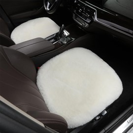 OGLAND 2 Pack Fluffy Genuine Australia Sheepskin Car Seat Cover for Auto Interior Accessories with Soft Fuzzy Wool Natural Fur Non-Slip (White, 2 Pieces Front)