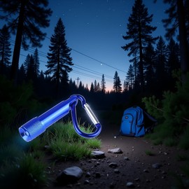 Jowxsx Blue Mini Flashlight, Aluminum LED Handheld Torch with Carabiner Clip, Mini LED Flashlight for EDC, Party Favors, Night Reading, Camping, Hiking, Power Outage, Emergency Safety & Security