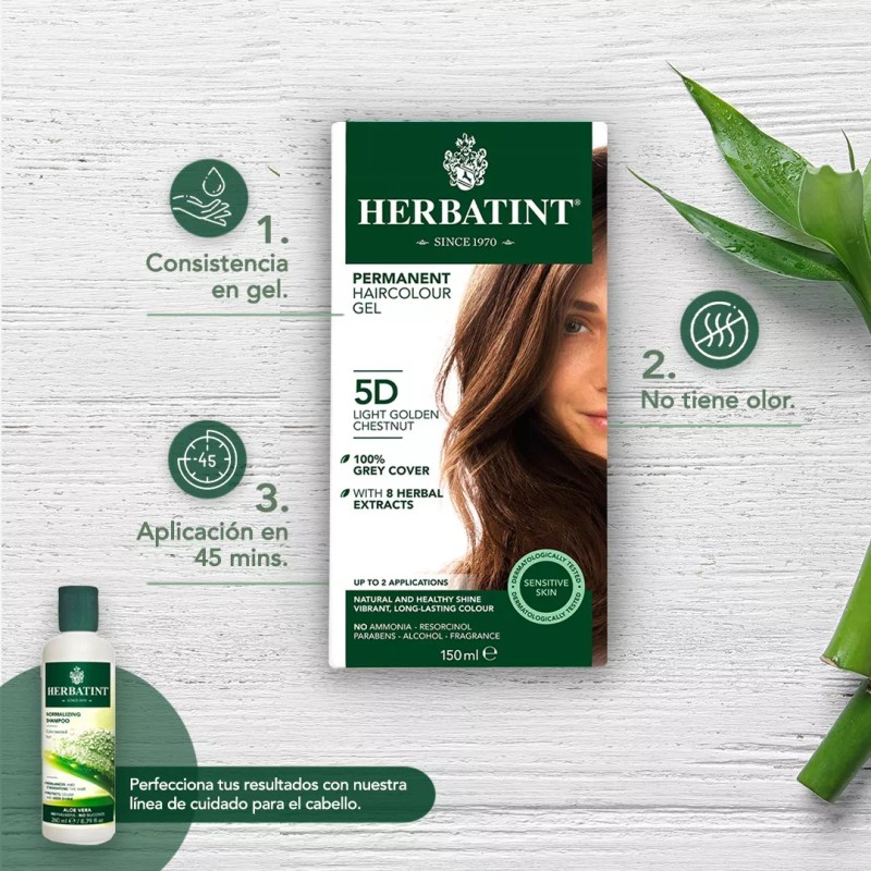 Herbatint Tinte Sin Amoniaco 5d Castaño Claro Dorado Pack 2