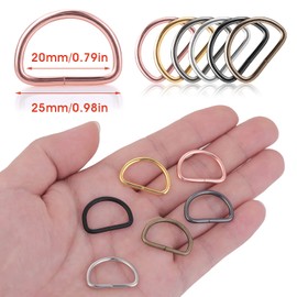 DIVINA VITAE 60 Pcs Metal D Rings Colorful D Ring Multi-Purpose Small D Ring Buckle Clipse for Pet Collar Hardware Bag Buckle Strap DIY Sewing (20mm)