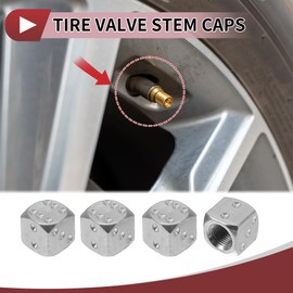 HEROFFIX 4 Pcs Decorative Tire Valve Stem Caps 12mm Tyre Valve Dust Covers for Most Cars Truck Silver Tone Aluminum Alloy